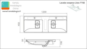 Lavabo sospeso doppia vasca 120cm Litos-TT82 - KAMALU