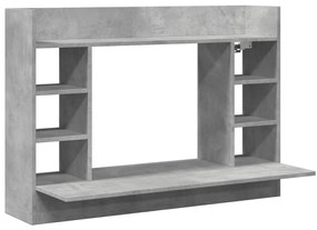 Scrivania a parete grigio cemento 105x48x75cm legno multistrato