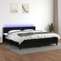 Letto a Molle Materasso e LED Nero 200x200cm in Tessuto 3133103