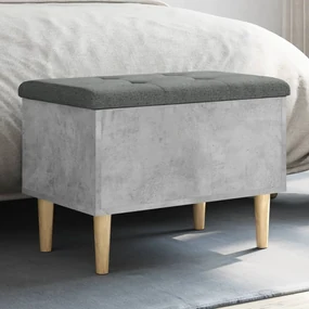 Panca Portaoggetti Grigio Cemento 62x42x46 Cm Legno Multistrato /