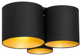 Plafoniera nera con interno dorato 3 luci - Multidrum