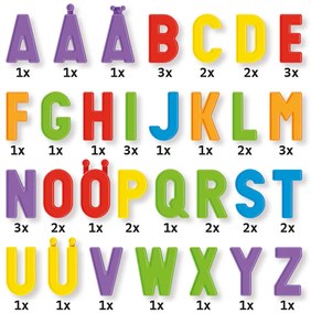 Magnetino Letters Starter Set - Lavagna con lettere magnetiche - 48 magneti