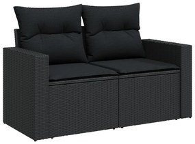 Set divano da giardino 6 pz con cuscini nero in polyrattan