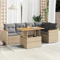 Set Divano da Giardino 5 pz con Cuscini Beige Polyrattan Acacia 3327489