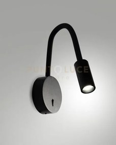 Flux applique nero orientabile e flessibile a led 3000k 374lm 3,1w