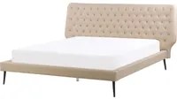 Letto rivestimento in ecopelle beige 160 x 200 cm Testiera capitonn dal design moderno