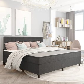 Letto A Molle Grigio Scuro İn Tessuto 200x200 Cm /