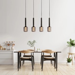 Lampadario Contemporaneo Dulwich Acciaio Nero 4 Luci E27