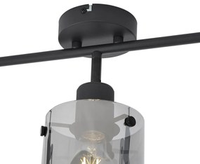 Faretto da soffitto di design nero con vetro fumé 3 luci - Domo