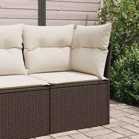 Divano Angolare da Giardino con Cuscini in Polyrattan Marrone