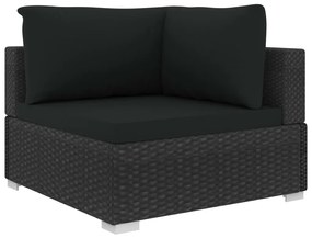 Set Divani da Giardino 5 pz con Cuscini in Polyrattan Nero