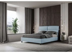 Letto contenitore da 160x200 in microfibra azzurro Nandy