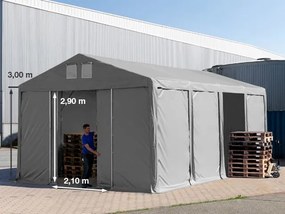 TOOLPORT 5x8m tenda capannone, altezza 3,0m porta scorrevole, PVC 850, grigio, senza statica - (79803)