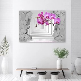 Quadro su tela, Orchidea su uno sfondo 3D astratto  Dimensioni 60x40