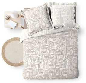 Set copripiumino e federa bianco/beige in percalle di cotone per letto matrimoniale ed esteso 240x220 cm Eliot – douceur d'intérieur