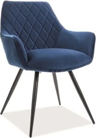 Sedia Linea Velvet Blu/Nero - H82 cm