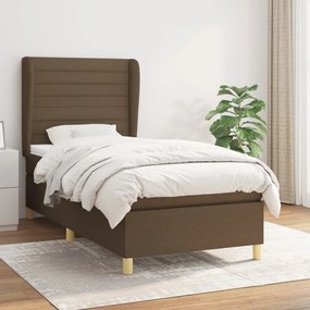 Giroletto A Molle Con Materasso Marrone Scuro 80x200 Cm Tessuto /