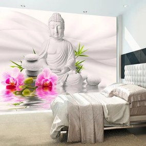 Fotomurale adesivo Buddha e orchidee