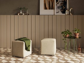 Cube pouf in tessuto morbido impermeabile T02 beige
