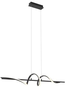 Lampada a sospensione di design nera 110 cm con LED dimmerabile a 3 livelli - Wokkel