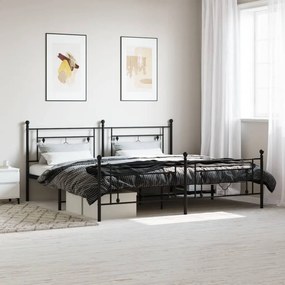Giroletto Con Testiera E Pediera Metallo Nero 193x203 Cm /