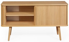 Cassettiera bassa colore naturale con trama in rovere con ante scorrevoli 138x75 cm Rove - Woodman