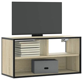 Mobile Tv Rovere Sonoma 80x31x39,5 Cm Legno Multistrato Metallo /