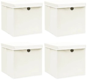 Scatole Portaoggetti Con Coperchi 4pz Bianco 32x32x32cm Tessuto /