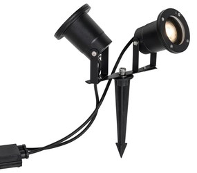 Faretto da giardino moderno nero con cavo e spina 150cm 2 luci IP65 - Basic