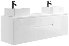 Set per bagno sospeso con doppio lavabo Opzione specchi Bianco - JIMENA