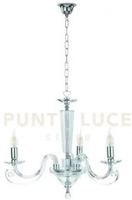 Lampadario cherubini 3 luci cristallo e cromo attacco e14 d.60cm