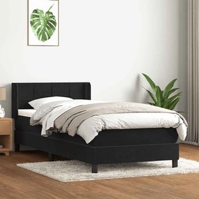 Giroletto A Molle Con Materasso Nero 90x220 Cm İn Velluto /