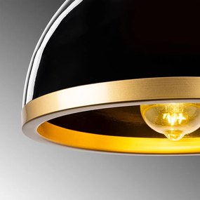 Lampada a sospensione in nero e oro con paralume in metallo ø 30 cm Ferenci - Opviq lights