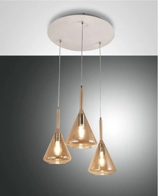 Lampadario Glamour Tris bianco paralume ambrato 3x E27 LA MIA LUCE