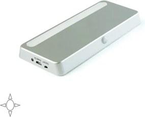 Luce LED ricaricabile con sensore di movimento e luce bianca naturale in plastica grigio metallizzato