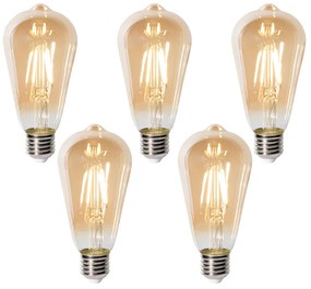 Set di 5 Lampadine LED dimmerabili E27 ST64 Oro 5W 450 lm 2700K