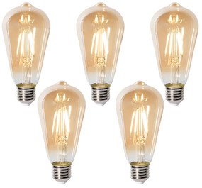Set di 5 lampadine LED E27 dimmerabili ST64 oro 5W 450 lm 2700K