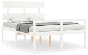 Letto per Anziani con Testiera Bianco 140x190 cm Legno Massello