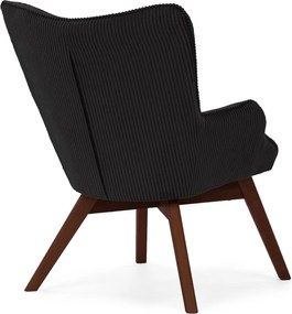 Poltrona nera con rivestimento in velluto a coste Niko – Ropez