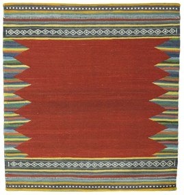 Kilim Tappeto 90 x 90 Rosso (Iran) Tessuto A Mano