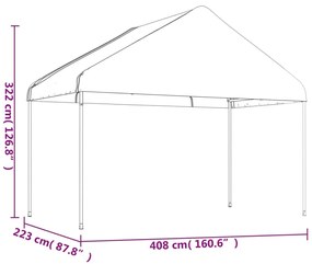 Gazebo con Tetto Bianco 15,61x4,08x3,22 m in Polietilene