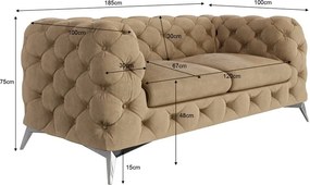 Divano marrone chiaro con rivestimento in velluto 185 cm Chelsea – Ropez