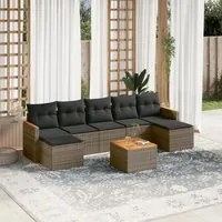 Set Divano da Giardino 8 pz con Cuscini Grigio in Polyrattan 3258644