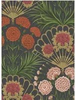 Cole & Son Carta da parati Flamenco Fan - Cerise/ Tangerine on Black