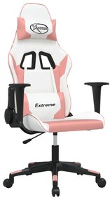 Sedia da gaming bianco e rosa in similpelle