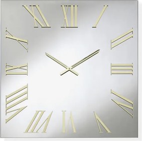 Orologio quadrato in cristallo Chiaro e numeri Oro 60x60 cm - ROGER