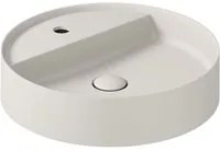 Lavabo tondo da appoggio con piano rubinetteria serie Smart-B di Ceramica Galassia - Sabbia diam. 45cm