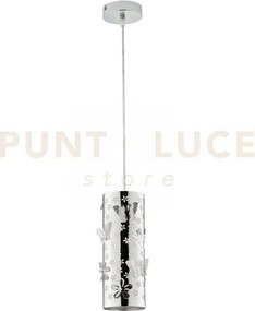 Lampadario a sospensione butterfly cromo 1 luce attacco e27 10x10x1...