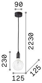 Sospensione Moderna Edison Metallo Bianco 1 Luce E27 8W 3000K Luce Calda