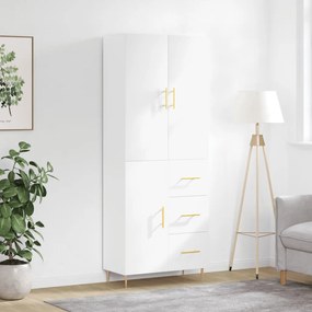 Credenza Bianca 69,5x34x180 cm in Legno Multistrato